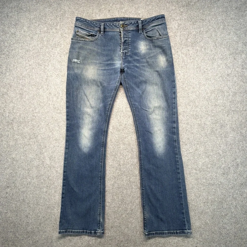 Diesel Mens Jeans 32x32 (Fits 34x31) Blue Zatiny Regular Bootcut Stone Wash